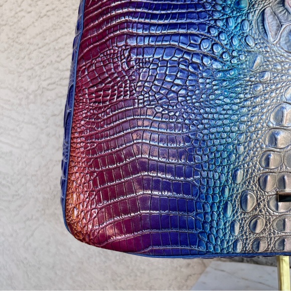 BRAHMIN Blue Shiny Ombré Croc Embossed Leather Tabitha  display picture 2